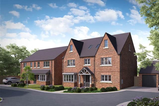 A computer-generated image of two detached houses at The Orchard in Bubwith, where Mulgrave Properties has started work