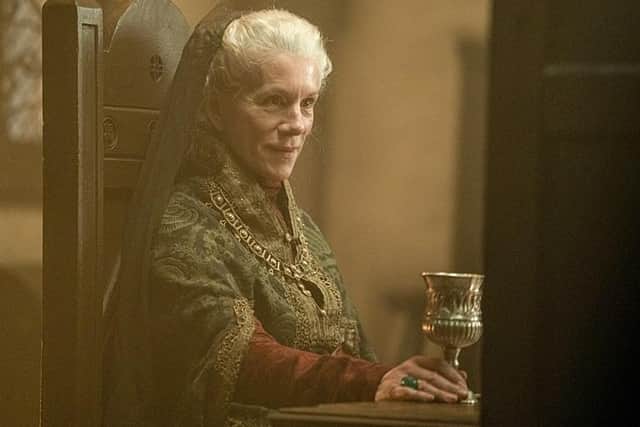Juliet Stevenson stars as 'panto villain' Emma of Normandy in the new BBC historical series King & Conqueror (Picture: BBC/CBS Studios)