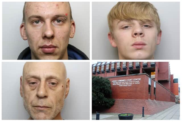 Jailed.....Billings (top left), Barker (top right) and Johnson were all given prison terms at Leeds Crown Court this week.