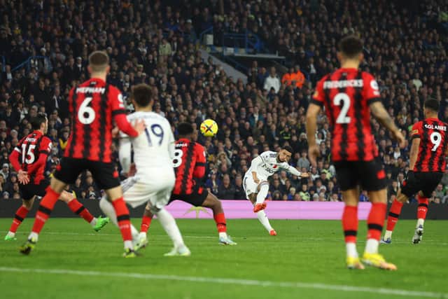 BEAUTY: Leeds United's Sam Greenwood gives Elland Road fresh hope with his majestic strike from the edge of the box which ignited a Whites comeback and amazing 4-3 victory against Bournemouth in Saturday's Premier League clash. Photo by Marc Atkins/Getty Images.