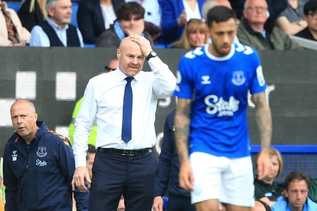 Sean Dyche will be without several defenders this weekend in addition to a new injury for star striker Dominic Calvert-Lewin (Photo by LINDSEY PARNABY/AFP via Getty Images)