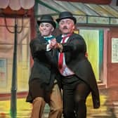 Joseph and Darren Johnson on stage at Theatre Royal Wakefield