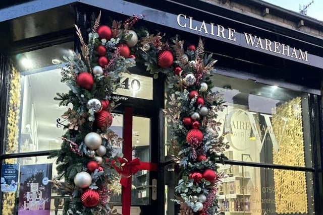 Claire Wareham shared this photograph of her salon named after her in Ilkley, which is decorated and ready for Christmas.