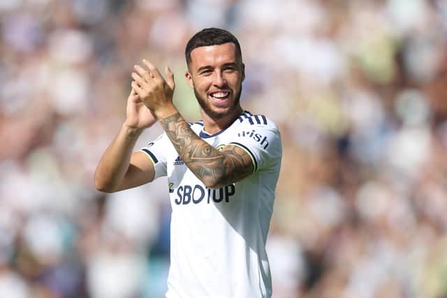 LEEDS, ENGLAND - AUGUST 21: Sam Greenwood of Leeds United during the Premier League match between Leeds United and Chelsea FC at Elland Road on August 21, 2022 in Leeds, England. (Photo by Catherine Ivill/Getty Images)