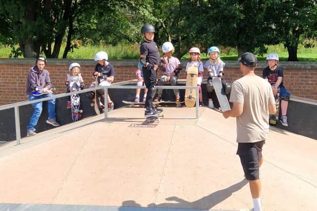 Ryan coaching of his popular sessions Malton and Norton Skatepark in North Yorkshire