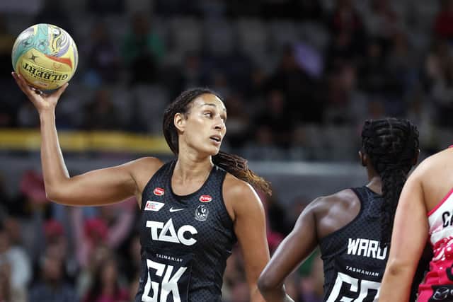 Geva Mentor playing for Collingwood Magpies in the Super Netball in Australia (Picture: Kelly Defina/Getty Images)