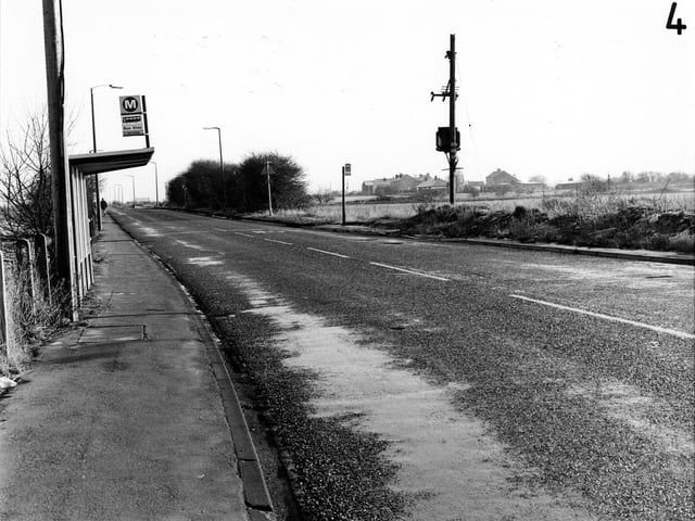 Looking east along Barnsdale Road in Methley in January 1991.