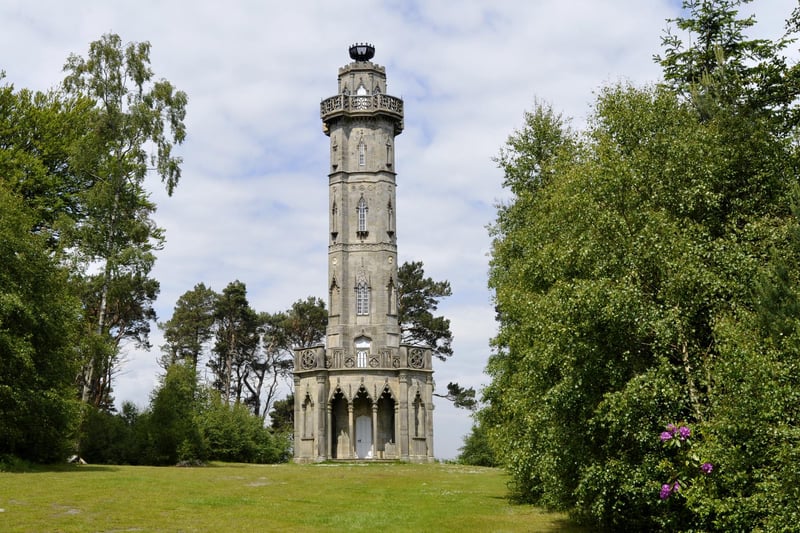 The walled Hulne Park, which was landscaped by Capability Brown, is the only one remaining of the three parks that once surrounded Alnwick Castle, and provided wood and meat for the Percy family, the Dukes of Northumberland. Access is free to the public. Pictured is Brizlee Tower in the park, which itself is only on very rare occasions open to the public.