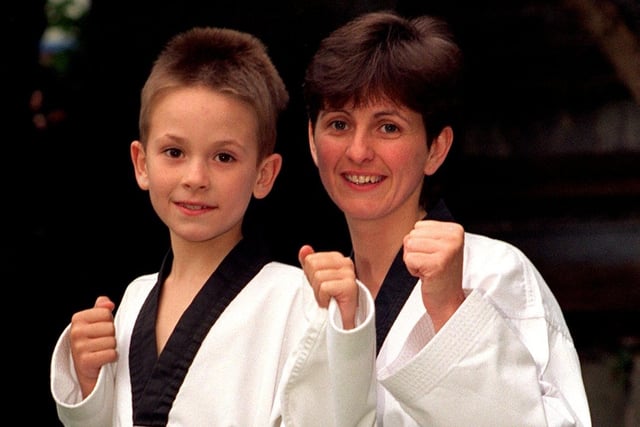 Pontefract's Helen Smith next to her son Jonathan  who have both gained black belts in Taekwondo.