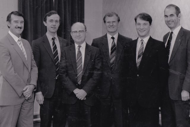 May 1989 and this Leeds based engineering firm had made their reputation over the last 125 years. Pictured are the board and company secretary, From left, are Keith Threadgold (technical director), Robert Thompson (managing director), Jim Tate (chairman), John Lowe (technical director), Roger Hayton (company secretary) and Bob Thomson (sales director).