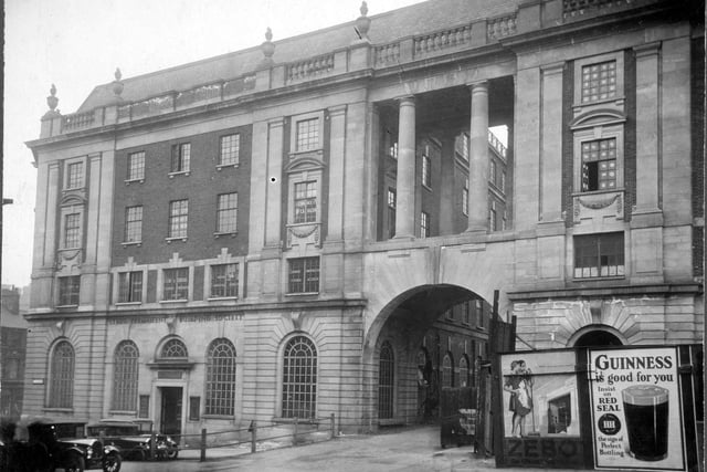 The head office of Leeds Permanent Building Society which opened on May 15, 1930. Arched entrance was to Cross Fountain Street. The Society was founded in 1846. By the time of its 10th birthday, the Society had 3,500 members and was proudly proclaiming itself to be the largest building society in the world. Pictured in April 1931.