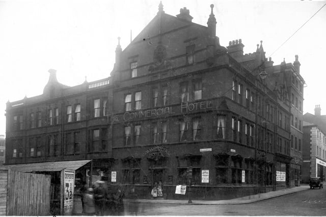 The Commercial Hotel at the junction of The Headrow and Albion Street. Pictured in August 1929.  It was to be demolished for widening and rebuilding this portion of the Headrow.