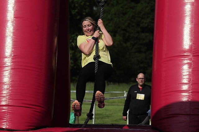 Marie Greenwood, from Wakefield, was spotted swinging through the course.