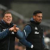 NEWCASTLE UPON TYNE, ENGLAND - DECEMBER 31: Eddie Howe, Manager of Newcastle United, reacts during the Premier League match between Newcastle United and Leeds United at St. James Park on December 31, 2022 in Newcastle upon Tyne, England. (Photo by Stu Forster/Getty Images)