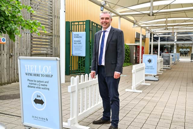 Centre Director Darren Winter welcoming back visitors to safe shopping at Junction 32