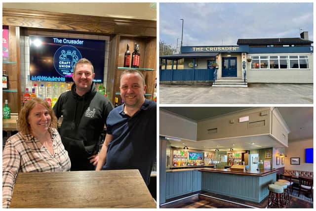 The Crusader in Garforth has reopened its doors following a £346,000 investment. Pictured: pub operators Stacey Greenall and Matthew Endeacott