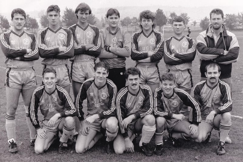 Nelson from Morley who were members of the Leeds Combination Premier Division. Pictured, back row from left, are Steve Fagan, Justin Healey, Adrian Aveyard, Dave Humphries, Shaun Bryan, Mark Kazar and Billy Martin (manager). Front row, from left, are Steve Megson, Andrew Megson, Mick Fagan, Eddie Kazar and George Handley.