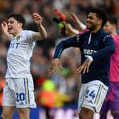ENJOYING IT - Leeds United's Georginio Rutter and Daniel James celebrating their ascent to the top of the Championship after a 2-0 win over Millwall. Pic: Jonathan Gawthorpe