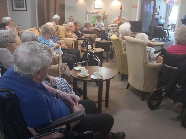 Residents at HC-One’s Augustus Court Care Home enjoying a Cliff Richard movie day during Care Home Open Week