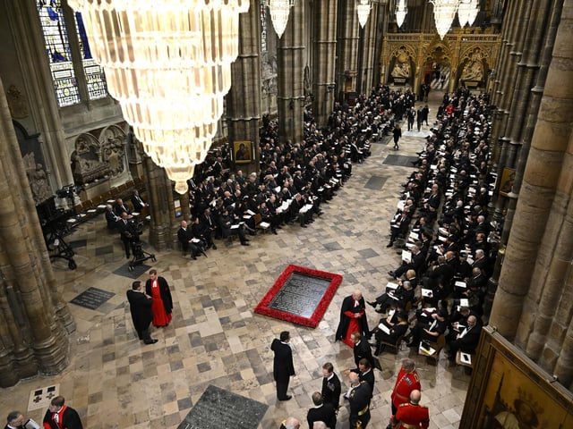Guests arriving for the State Funeral of Queen Elizabeth II, held at Westminster Abbey, at 11am