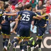 BORO BREAKTHROUGH: For Leeds United loanee Sam Greenwood, right, pictured netting his side's second goal in Saturday's 4-0 win at Championship hosts Sunderland.
Picture by Owen Humphreys/PA Wire.