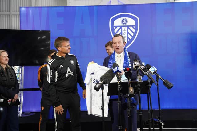 Jesse Marsch and Western Australia Premier Mark McGowan hold a signed Leeds United shirt (Pic: ICON Perth International Festival of Football)