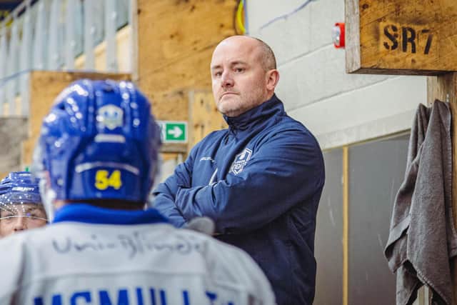TOUGH RUN: Leeds Knights' head coach, Ryan Aldridge expects it to be a difficult run-in for his team to clinch a second straight NIHL National crown. Picture: Jacob Lowe/Knights Media