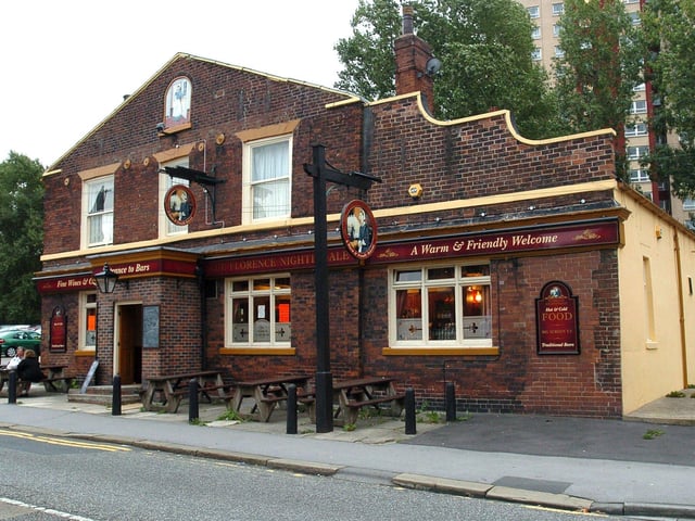 The Florence Nightingale pub opposite St James's Hospital pictured in September 2004. It was demolished after an explosion in 2008.