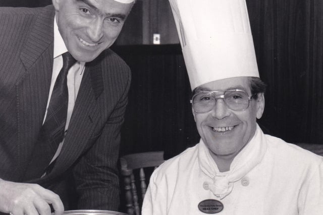 November 1986 and Metropole staff received an extra treat when their new restaurant was opened - they were waited on by their bosses. Pictured is general manager John Dalmasso (left) serving head chef Alan Scott.