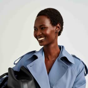 John Lewis & Partners blue trench coat, coming soon for SS24.