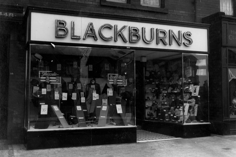 Gentlemens outfitters business of W. Blackburn & Co. on Austhorpe Road pictured in March 1937.