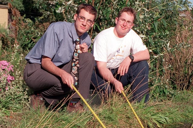 Garforth Community College conservationists George Jones (left) and Chris Barley pictured in October 2000.
