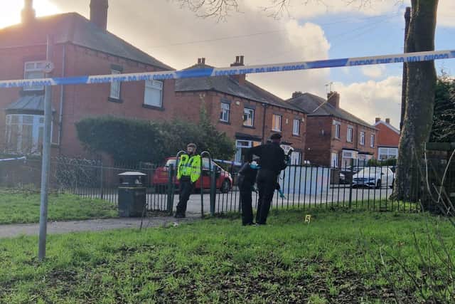A cordon has been in place after reports of a shooting in Cross Flatts Park, Beeston. Picture: NW