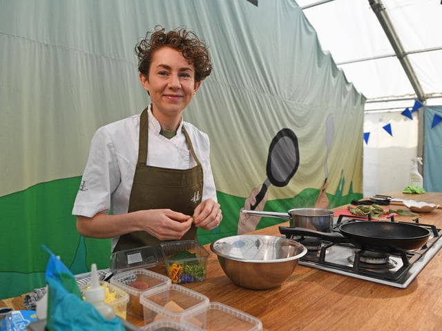 A cooking demo with Ruth Hansom of Hansom Restaurant, Bedale, at Harrogate Food and Drink Festival at Ripley Castle. (Picture Gerard Binks)