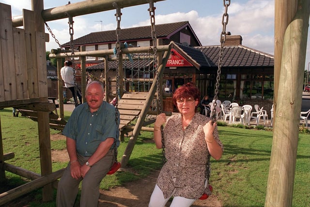 Ian and Margaret Wright, pictured in their pub's beer garden at The Crusader, in Garforth, Leeds.