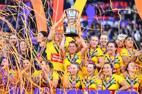 Australia celebrate winning their third successive Women's World Cup. Picture by Will Palmer/SWpix.com.
