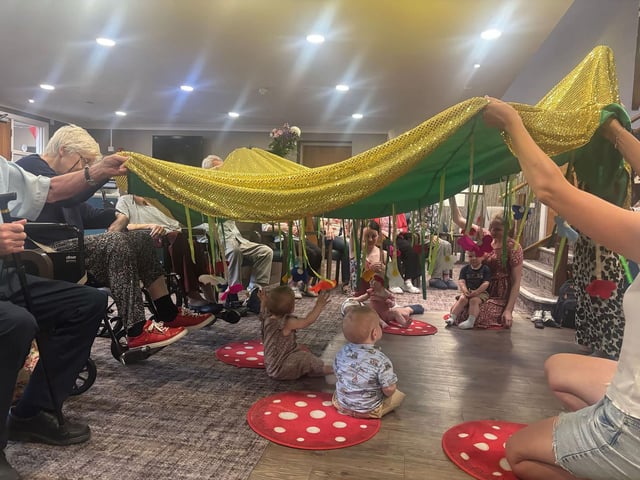 Hartbeeps Mums and Baby Group with residents from HC-One’s Windsor Court Care Home