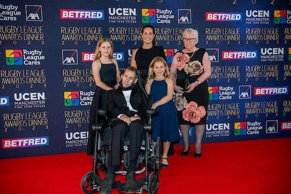 Rob Burrow seen last October with with wife Lindsey, daughters Macy and Maya and mother Irene. Picture by Allan McKenzie/SWpix.com.