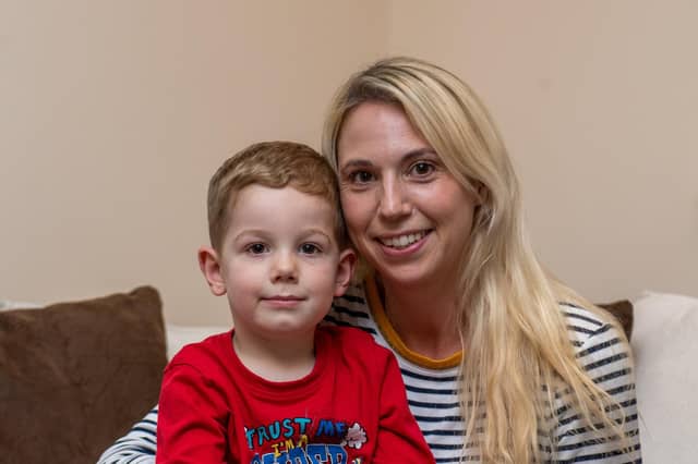 Clare Chapman with Finley back in 2019 when they first ran an advent calendar appeal. Picture: James Hardisty