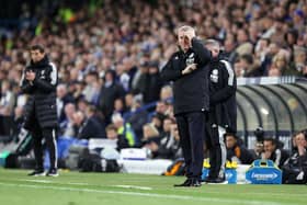 BLOW: For Leicester City and boss Dean Smith, right, pictured during Tuesday night's 1-1 draw against Leeds United at Elland Road. Photo by Alex Livesey/Getty Images.