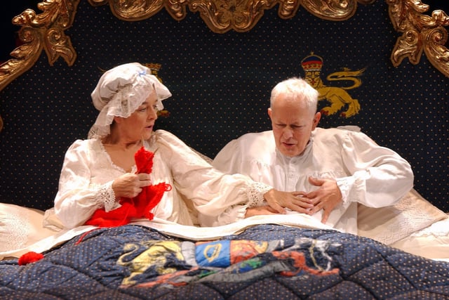 Alan Bennett's 'The Madness of George III' was due to the staged at West Yorkshire Playhouse. Pictured are Michael Pennington (George III) and Alison Fiske (Queen Charlotte).