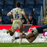 David Fusitu'a impressed the YEP's Rhinos' Jury with his two tries against Wakefield. Picture by Bruce Rollinson.
