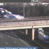 Traffic is building on the A1(M) near Leeds following the crash this morning. Photo: Motorway Cameras