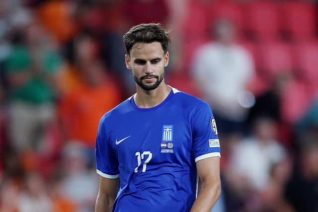 EINDHOVEN, NETHERLANDS - SEPTEMBER 07: Pantelis Hatzidiakos of Greece looks on during the UEFA EURO 2024 European qualifier match between Netherlands and Greece at PSV Stadion on September 07, 2023 in Eindhoven, Netherlands. (Photo by Dean Mouhtaropoulos/Getty Images)