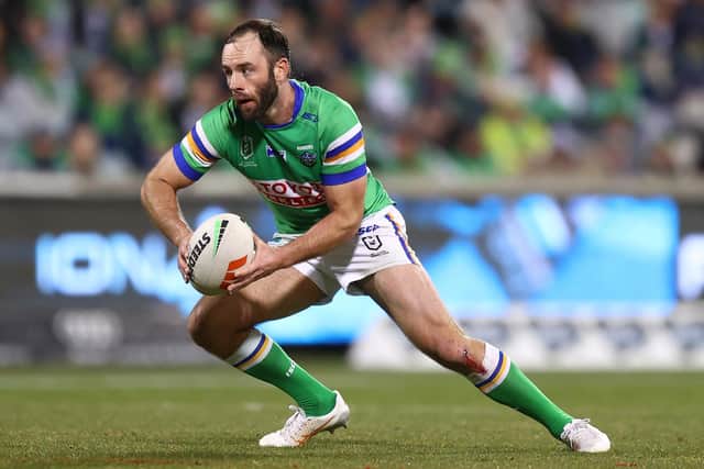Matt Frawley, seen in action for Canberra Raiders against Brisbane Broncos two months ago, will join Rhinos next season. Picture by Mark Nolan/Getty Images.
