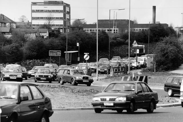 Congestion at Dawson's Corner in Pudsey was making the news headlines in April 1991.