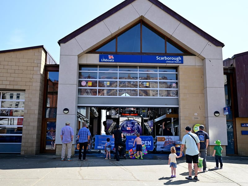 Visitors excited to see Scarborough Lifeboat Station.