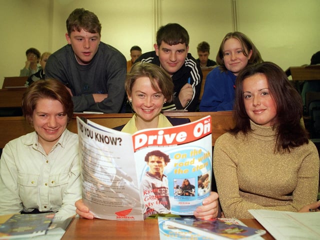 Pontefract and Castleford MP Yvette Cooper (centre) is pictured with some of the students at New College after taking part in a lecture on driving safety in November 1997.
Pictured, clockwise from bottom left, are Rachael Young, David Hart, David Bowling, Amy Wright and Sally Mitchell.