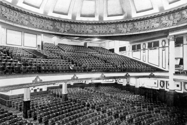 A view showing the seating arrangements and decoration of the Majestic Cinema in City Square. The premises included a restaurant that could cater for 500 diners, and also a dance hall in the basement.