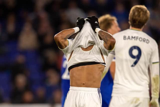 AWFUL NIGHT: For Leeds United as Crysencio Summerville shows his frustration. Picture by Bruce Rollinson.